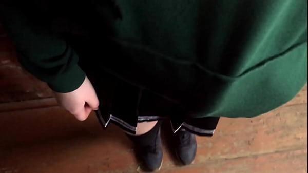 Milk in wet Student panties 18  in an abandoned house for money